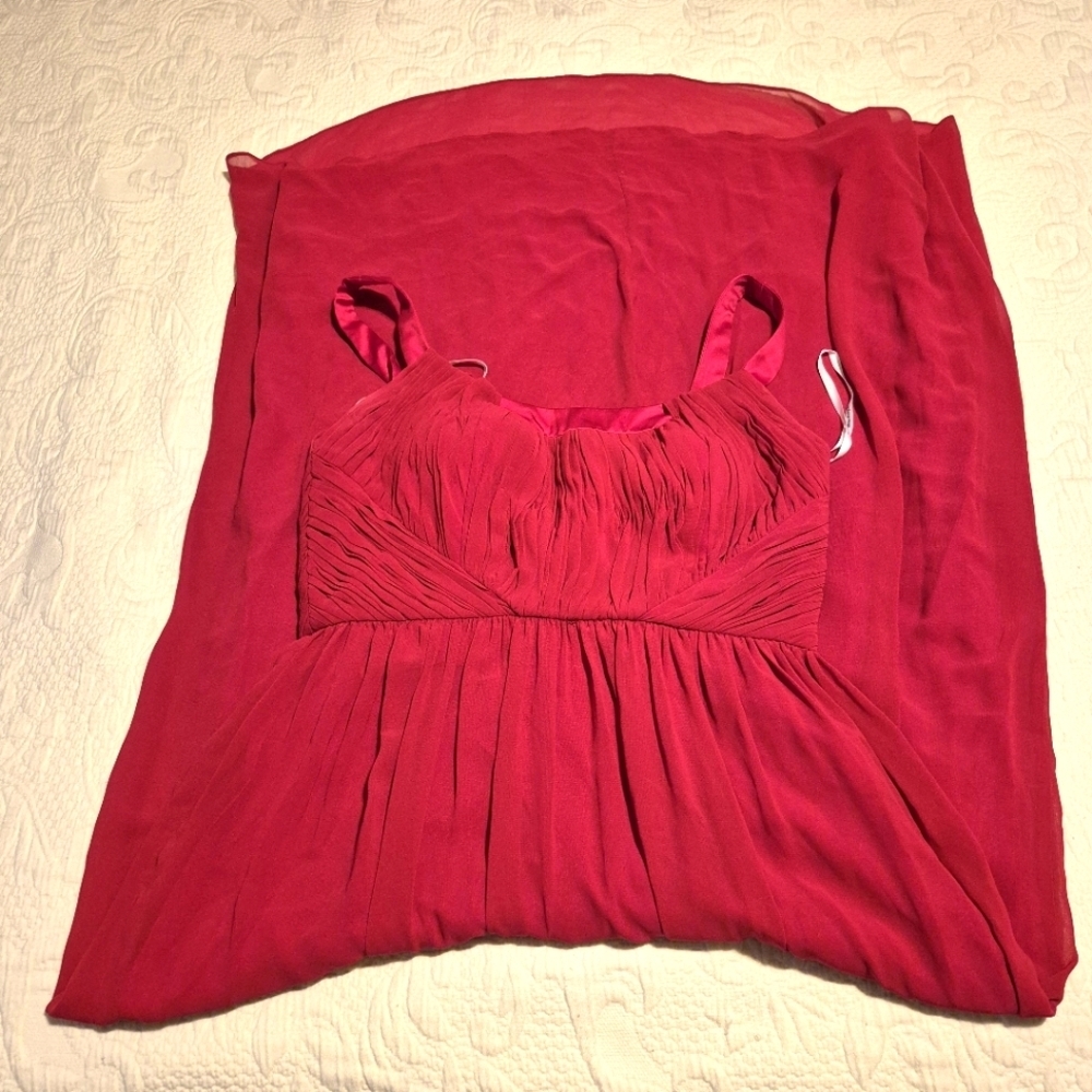Donna Morgan Women's Size 8 Red Maxi Dress Beautiful Pleated Top, Euc